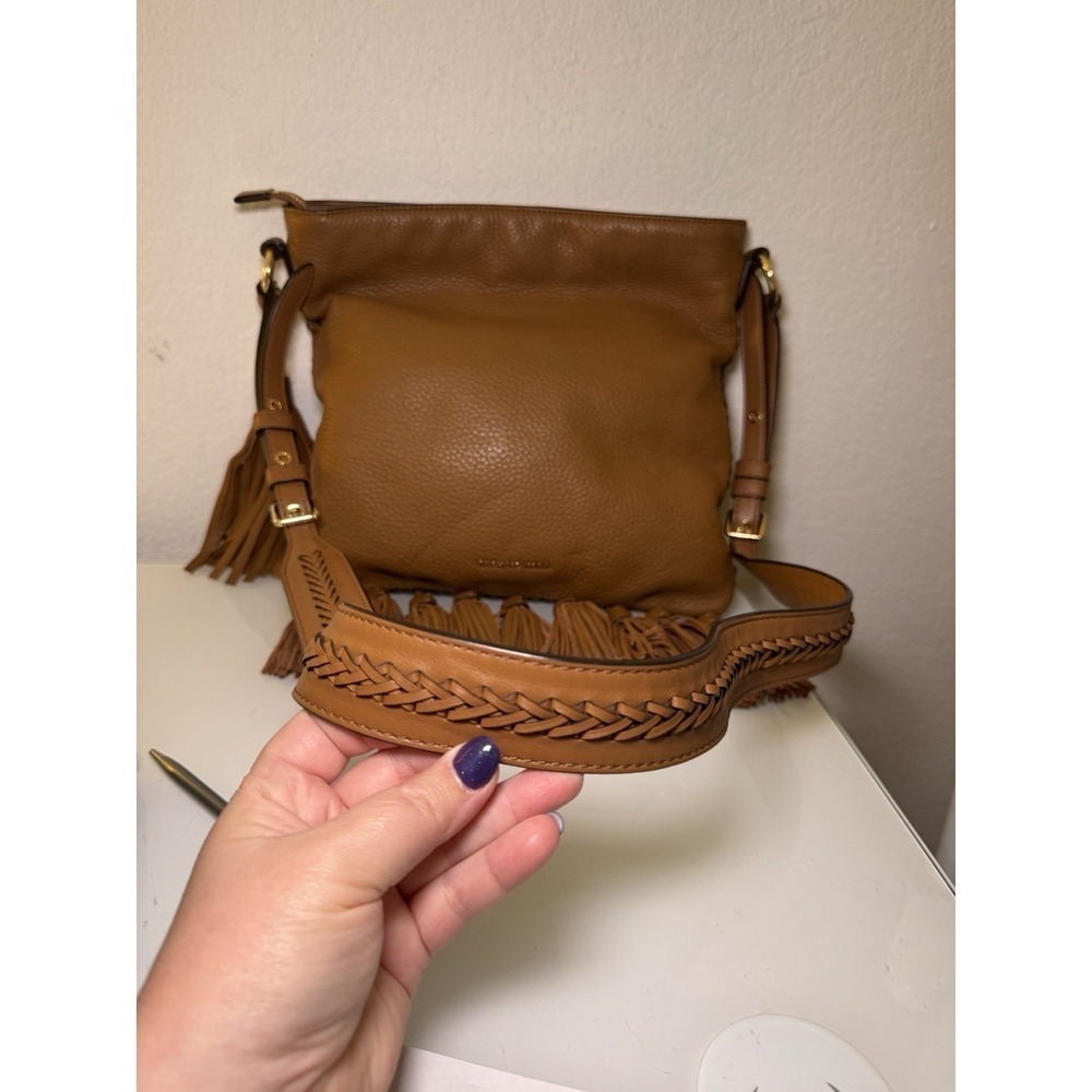 Michael Kors Camel Brown Tasseled Crossbody Purse Braid Strap Design Western - Picture 4 of 16